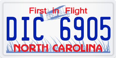 NC license plate DIC6905