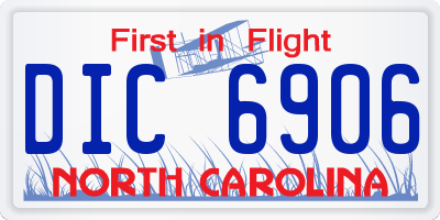 NC license plate DIC6906