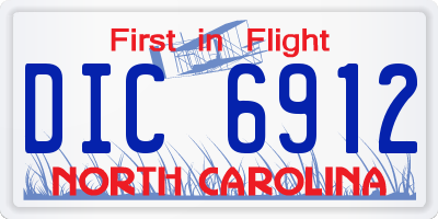 NC license plate DIC6912