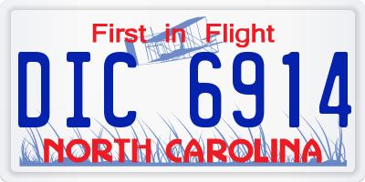 NC license plate DIC6914