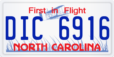 NC license plate DIC6916