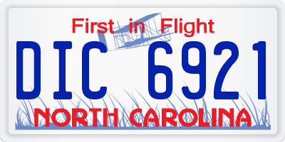 NC license plate DIC6921