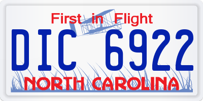 NC license plate DIC6922