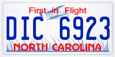 NC license plate DIC6923