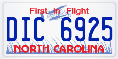 NC license plate DIC6925