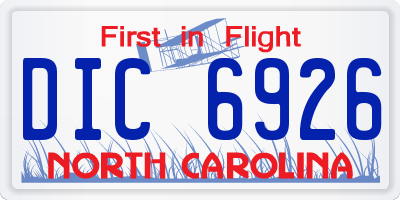 NC license plate DIC6926