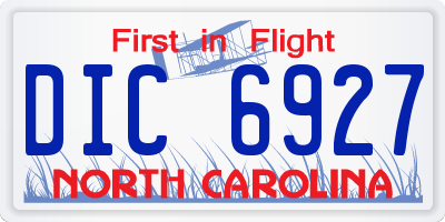 NC license plate DIC6927