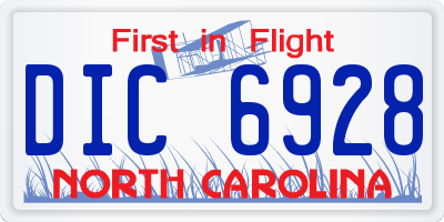 NC license plate DIC6928