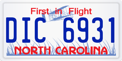 NC license plate DIC6931