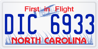 NC license plate DIC6933