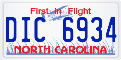 NC license plate DIC6934