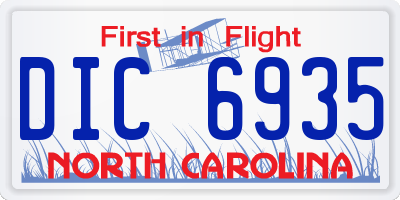 NC license plate DIC6935