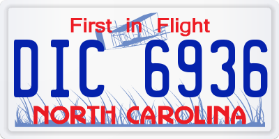 NC license plate DIC6936