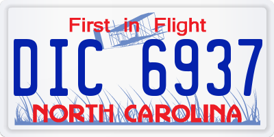 NC license plate DIC6937