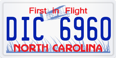 NC license plate DIC6960
