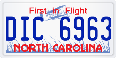 NC license plate DIC6963