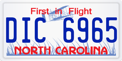 NC license plate DIC6965