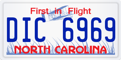 NC license plate DIC6969