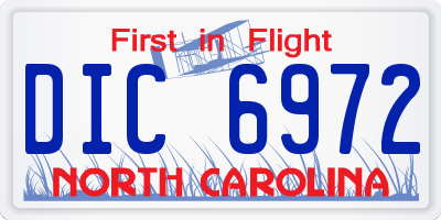 NC license plate DIC6972