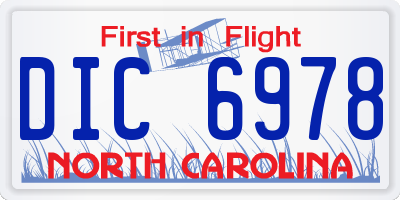 NC license plate DIC6978