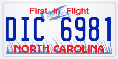 NC license plate DIC6981