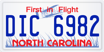 NC license plate DIC6982