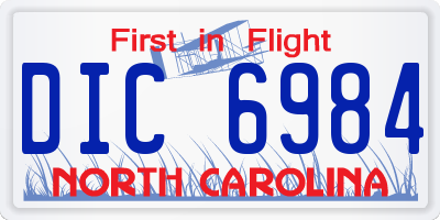 NC license plate DIC6984