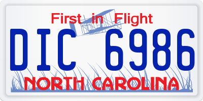 NC license plate DIC6986