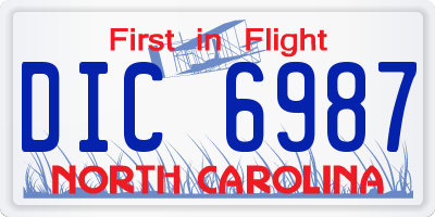 NC license plate DIC6987