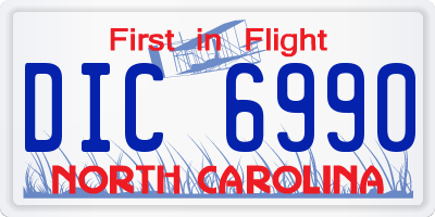 NC license plate DIC6990