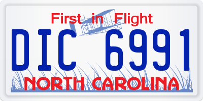 NC license plate DIC6991