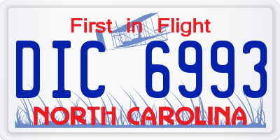 NC license plate DIC6993
