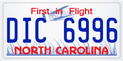 NC license plate DIC6996