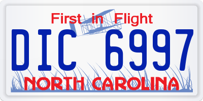 NC license plate DIC6997