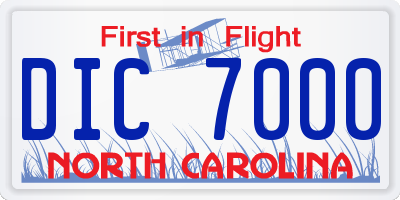 NC license plate DIC7000