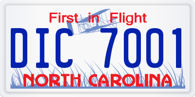 NC license plate DIC7001
