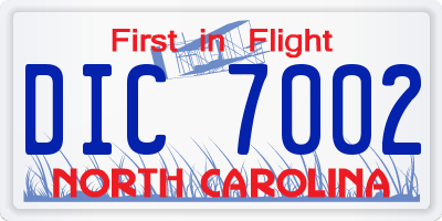 NC license plate DIC7002