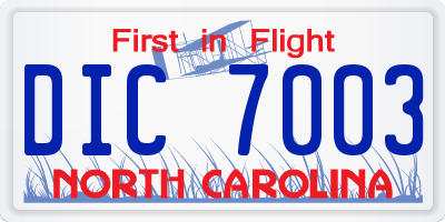 NC license plate DIC7003
