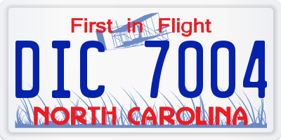 NC license plate DIC7004