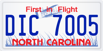 NC license plate DIC7005