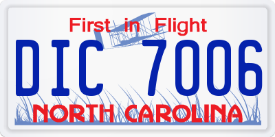 NC license plate DIC7006