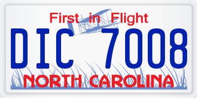 NC license plate DIC7008