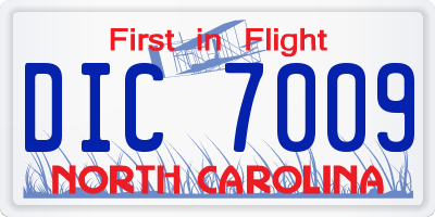 NC license plate DIC7009