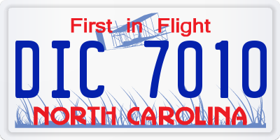 NC license plate DIC7010