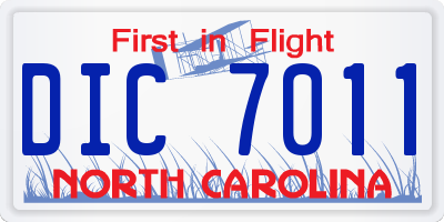 NC license plate DIC7011