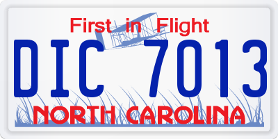 NC license plate DIC7013