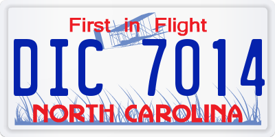NC license plate DIC7014