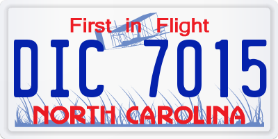 NC license plate DIC7015