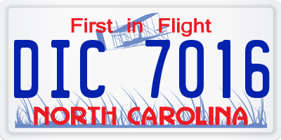 NC license plate DIC7016