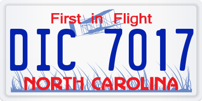 NC license plate DIC7017